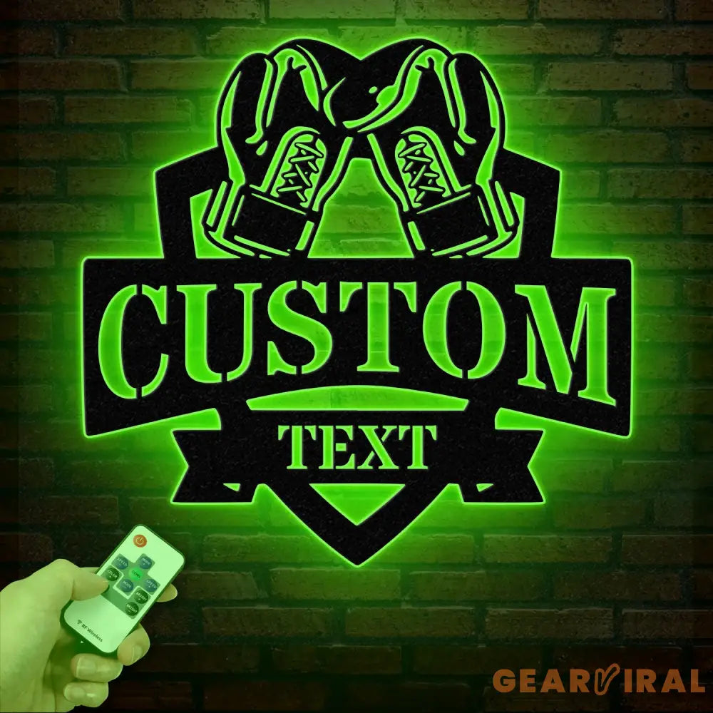 Custom Boxing Gloves Metal Wall Art with LED Light Personalized Boxer Name Sign Gym Room Decor Man Cave Gift Christmas