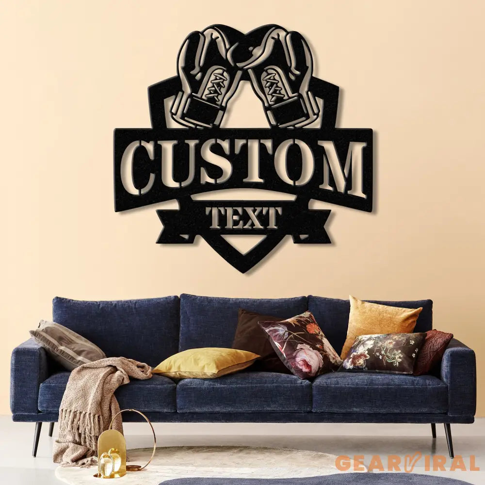 Custom Boxing Gloves Metal Wall Art with LED Light Personalized Boxer Name Sign Gym Room Decor Man Cave Gift Christmas