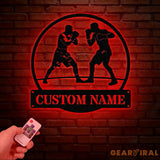Custom Boxing Gloves Metal Wall Art with LED Light Personalized Boxer Name Sign Gym Room Decor Man Cave Gift Christmas