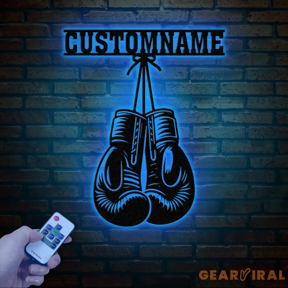 Custom Boxing Gloves Metal Wall Art with LED Light Personalized Boxer Name Sign Gym Room Decor Man Cave Gift Christmas