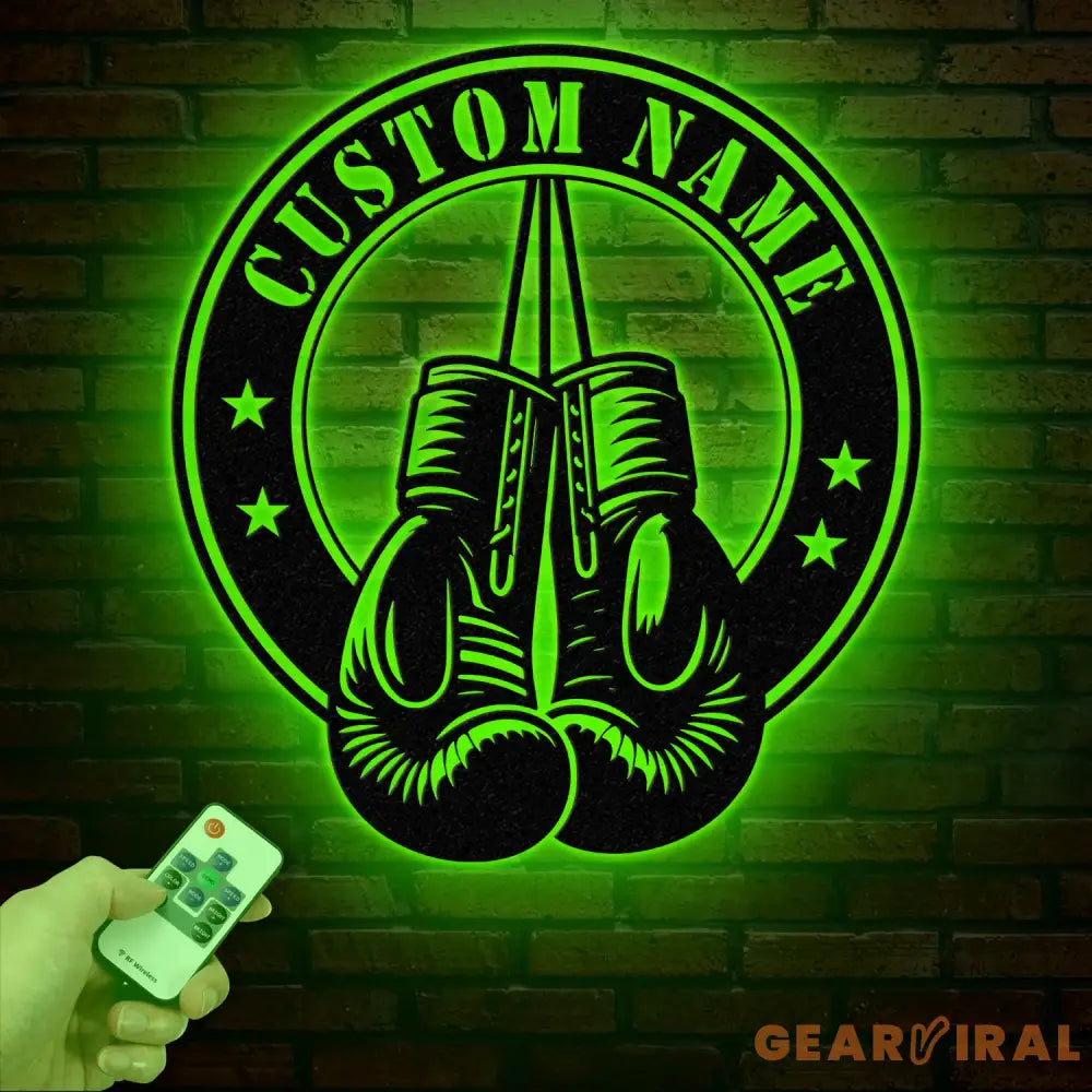 Custom Boxing Gloves Metal Wall Art with LED Light Personalized Boxer Name Sign Gym Room Decor Man Cave Gift Christmas