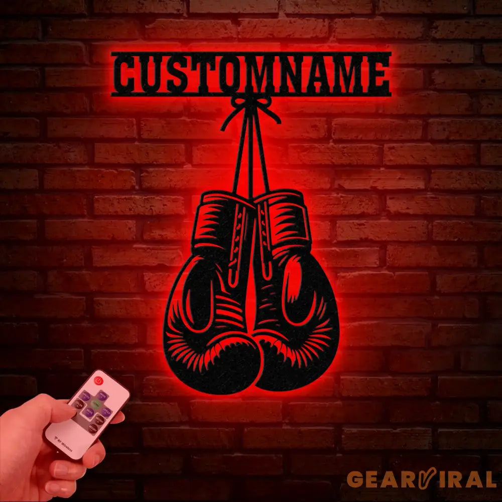 Custom Boxing Gloves Metal Wall Art with LED Light Personalized Boxer Name Sign Gym Room Decor Man Cave Gift Christmas