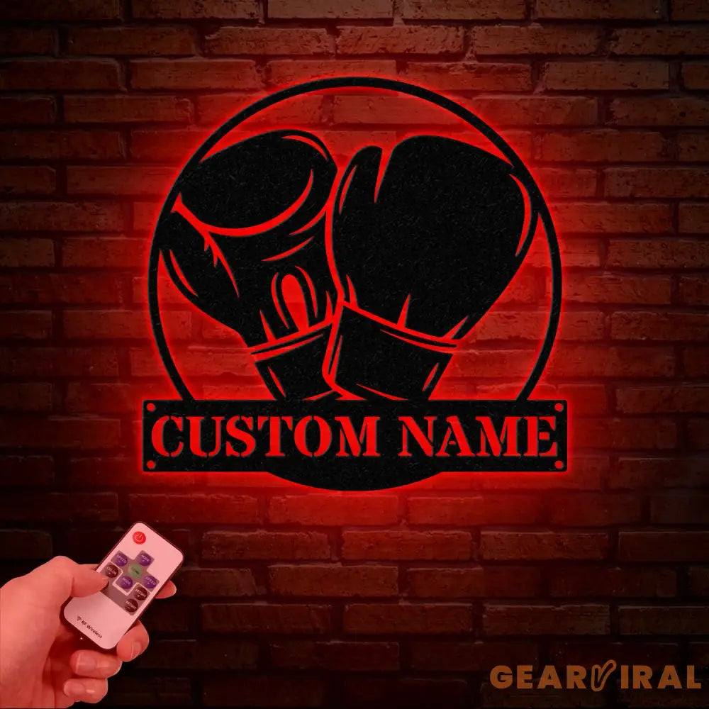 Custom Boxing Gloves Metal Wall Art with LED Light Personalized Boxer Name Sign Gym Room Decor Man Cave Gift Christmas