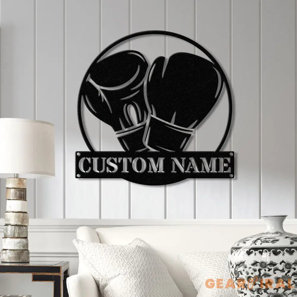 Custom Boxing Gloves Metal Wall Art with LED Light Personalized Boxer Name Sign Gym Room Decor Man Cave Gift Christmas