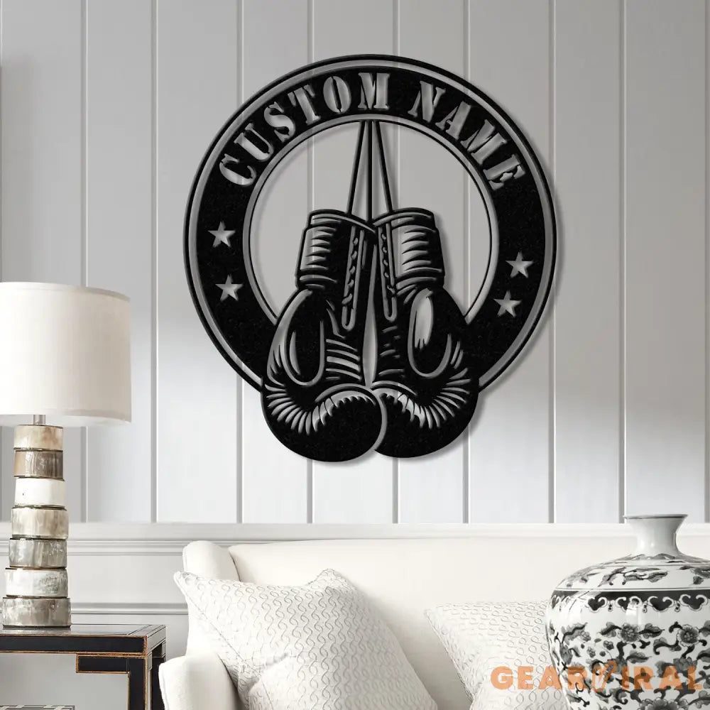 Custom Boxing Gloves Metal Wall Art with LED Light Personalized Boxer Name Sign Gym Room Decor Man Cave Gift Christmas