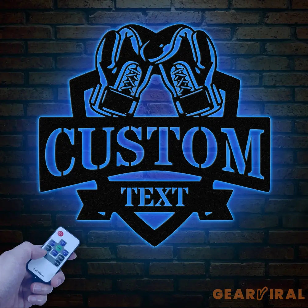 Custom Boxing Gloves Metal Wall Art with LED Light Personalized Boxer Name Sign Gym Room Decor Man Cave Gift Christmas