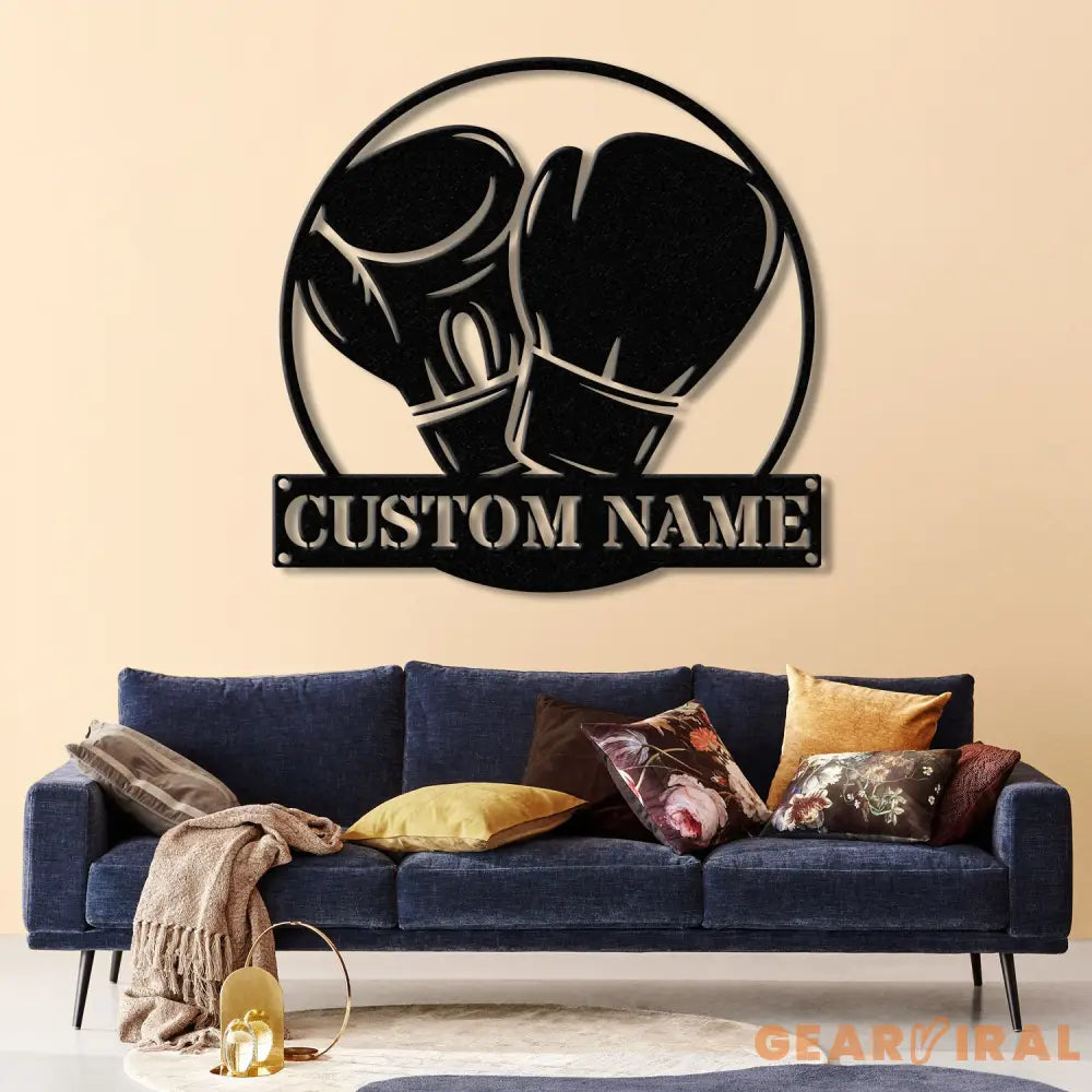 Custom Boxing Gloves Metal Wall Art with LED Light Personalized Boxer Name Sign Gym Room Decor Man Cave Gift Christmas