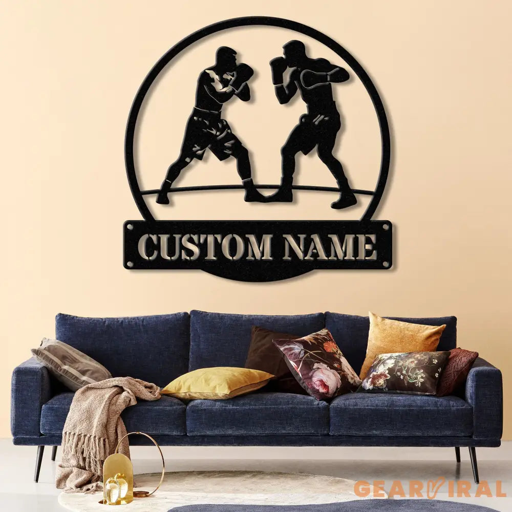 Custom Boxing Gloves Metal Wall Art with LED Light Personalized Boxer Name Sign Gym Room Decor Man Cave Gift Christmas