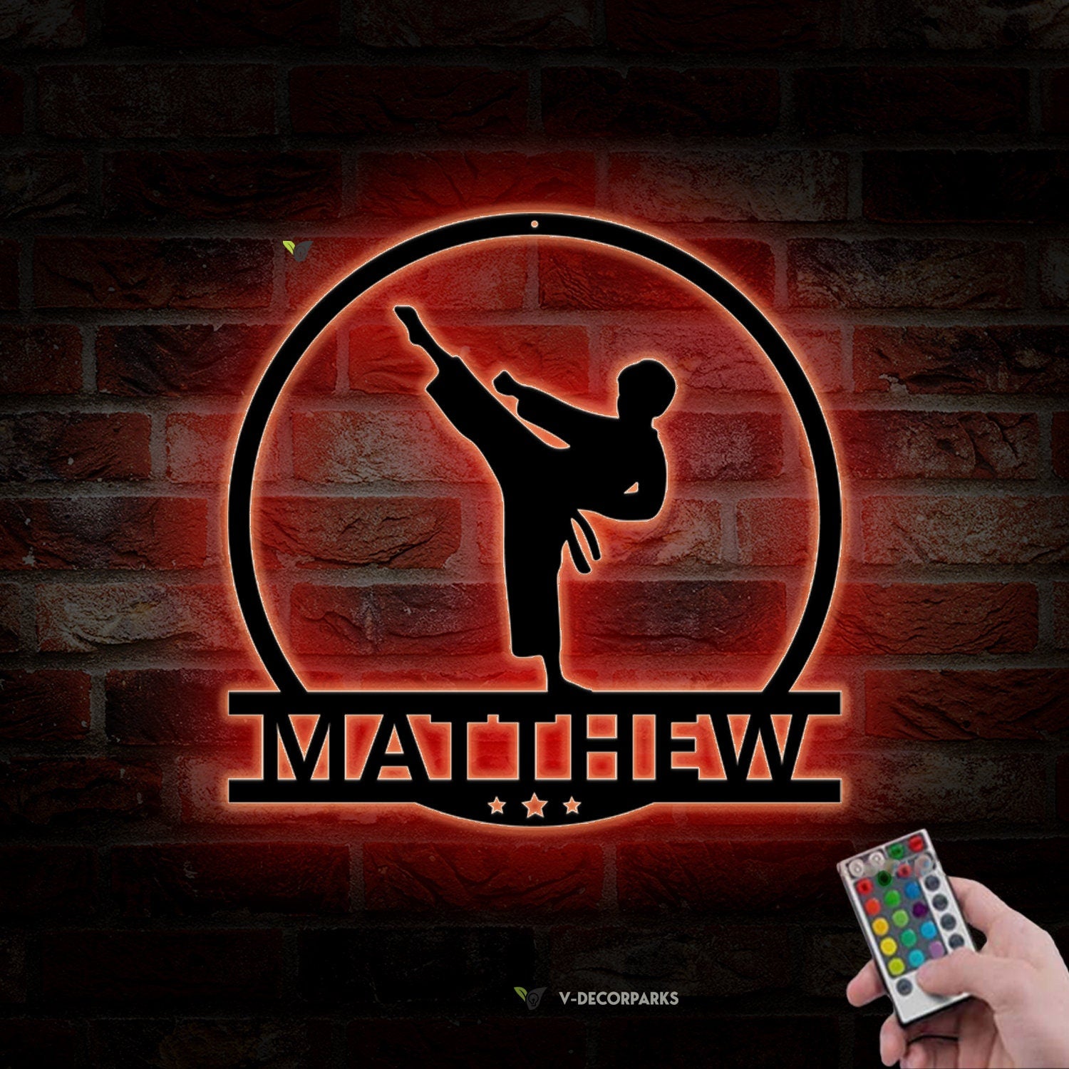 Custom Boy Karate Metal Wall Art with LED Light - Kid Karate Sign - Martial Arts Sign - Kids Room Decor Dojo Decor | GearViral