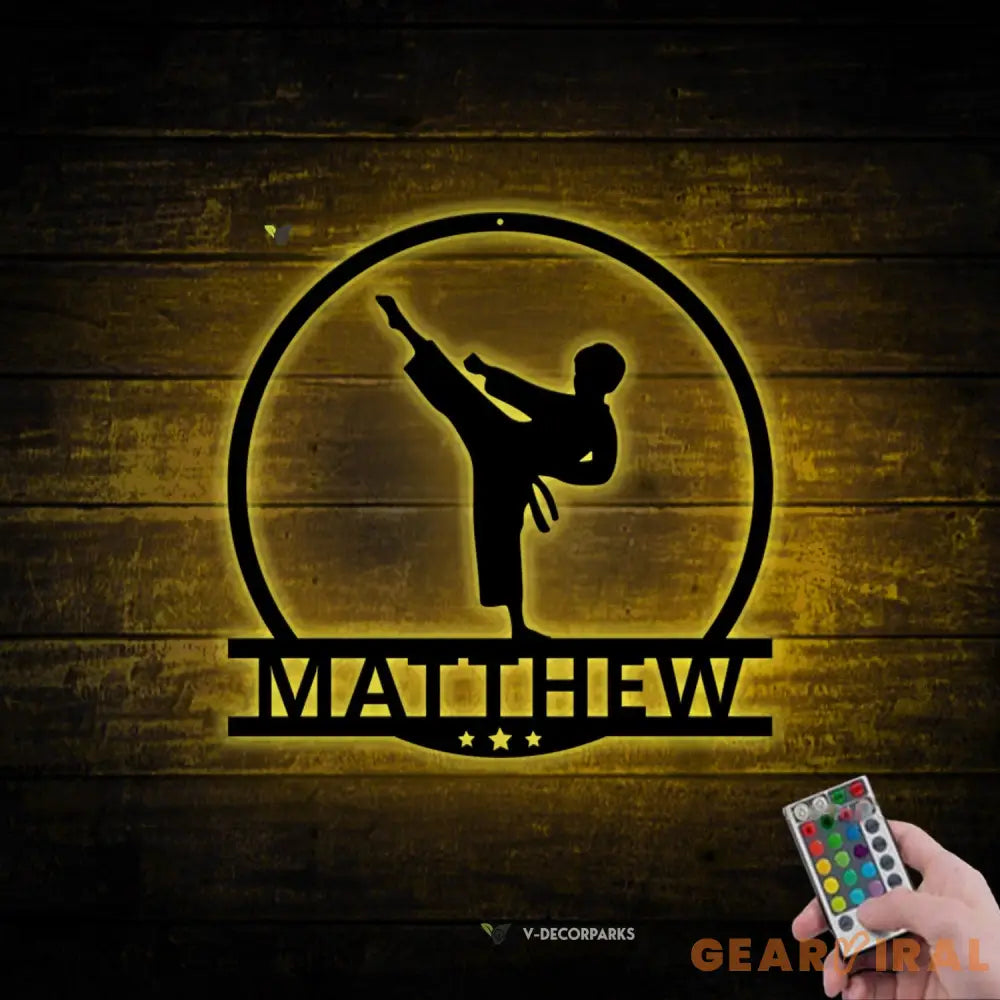 Custom Boy Karate Metal Wall Art with LED Light - Kid Karate Sign - Martial Arts Sign - Kids Room Decor Dojo Decor