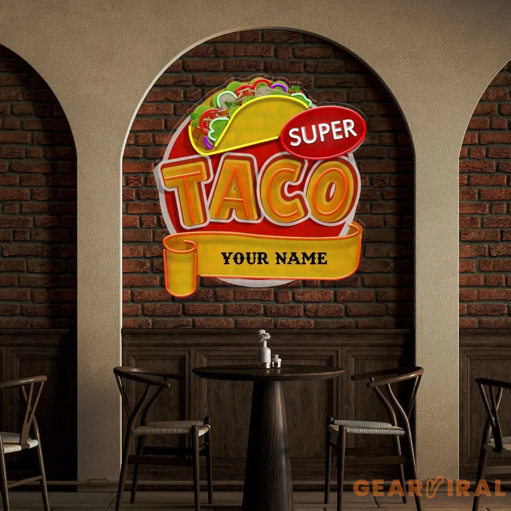 Custom Brand Name Taco Mexican Food Restaurant Decor Artwork Led Neon Sign Light