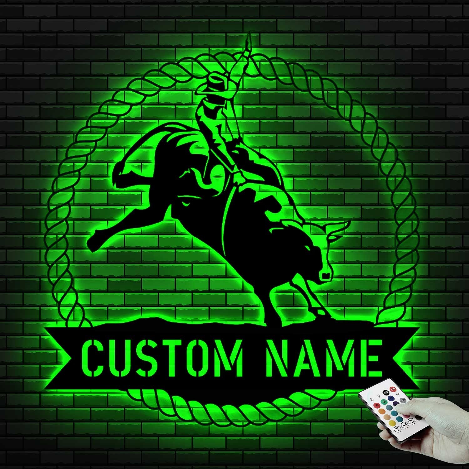 Custom Bull Rider Metal Wall Art LED Light - Bull Rider Gift - Home Decor Cowboy Riding Bull Decoration - Personalized Rodeo Name Sign | GearViral