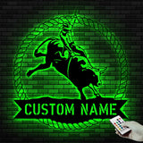 Custom Bull Rider Metal Wall Art LED Light - Bull Rider Gift - Home Decor Cowboy Riding Bull Decoration - Personalized Rodeo Name Sign | GearViral