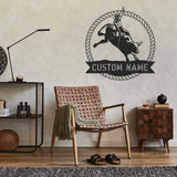 Custom Bull Rider Metal Wall Art LED Light - Bull Rider Gift - Home Decor Cowboy Riding Bull Decoration - Personalized Rodeo Name Sign | GearViral