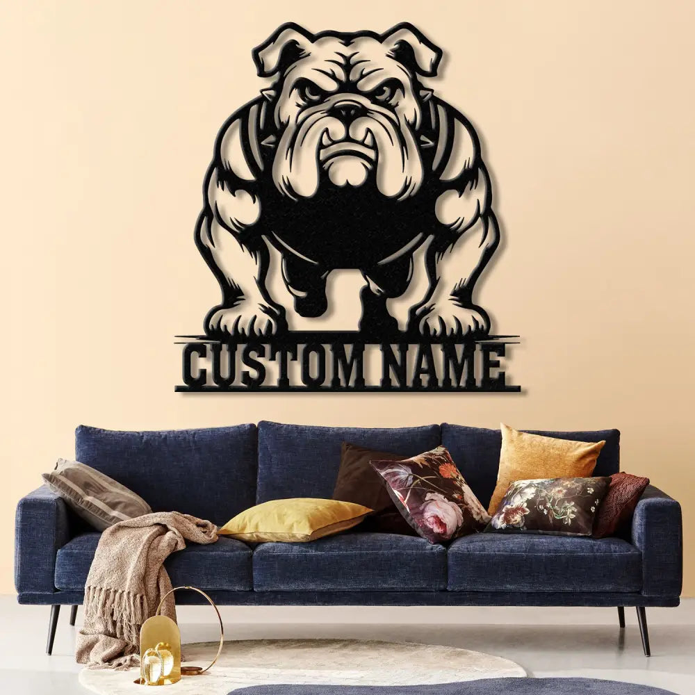 Custom Bulldog Metal Wall Art with LED Light Personalized Bulldog Lover Sign Dog Name Home Decor Unique Bulldog Gift