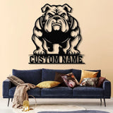 Custom Bulldog Metal Wall Art with LED Light Personalized Bulldog Lover Sign Dog Name Home Decor Unique Bulldog Gift