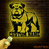 Custom Bulldog Metal Wall Art with LED Light Personalized Bulldog Lover Sign Dog Name Home Decor Unique Bulldog Gift