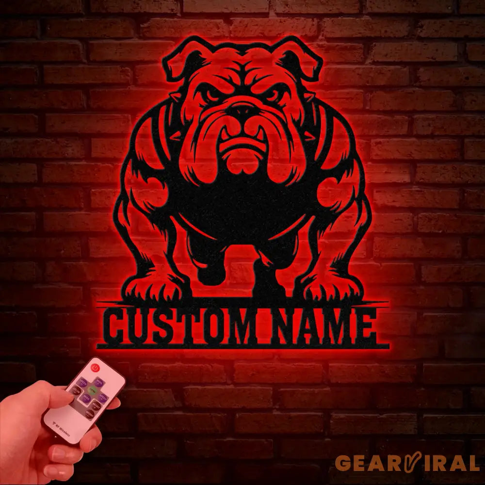 Custom Bulldog Metal Wall Art with LED Light Personalized Bulldog Lover Sign Dog Name Home Decor Unique Bulldog Gift