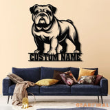 Custom Bulldog Metal Wall Art with LED Light Personalized Bulldog Lover Sign Dog Name Home Decor Unique Bulldog Gift