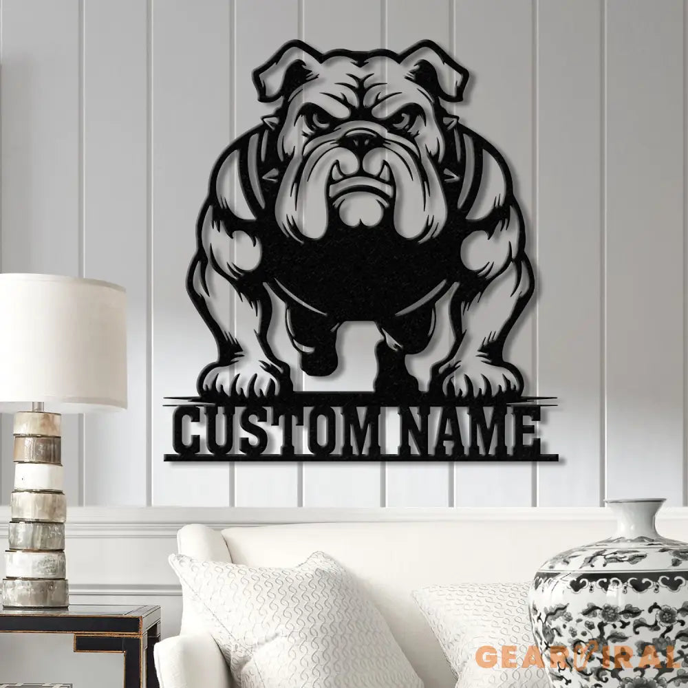 Custom Bulldog Metal Wall Art with LED Light Personalized Bulldog Lover Sign Dog Name Home Decor Unique Bulldog Gift
