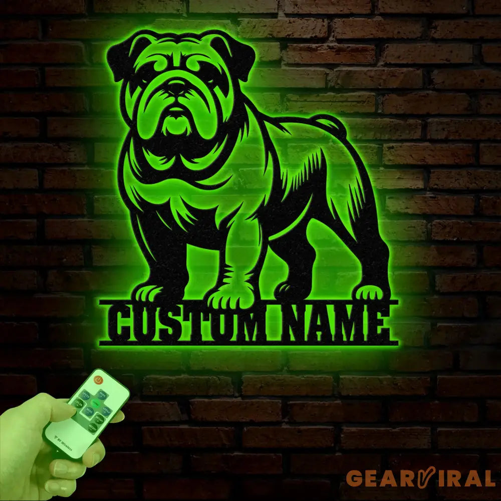 Custom Bulldog Metal Wall Art with LED Light Personalized Bulldog Lover Sign Dog Name Home Decor Unique Bulldog Gift