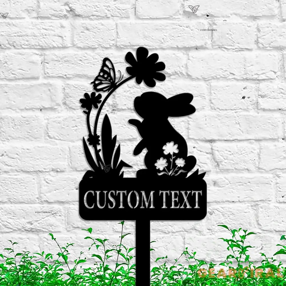 Custom Bunny Stake Sign - Personalized Rabbit Garden Decor - Year of Rabbit Gift - Rabbit Sign With Stake | GearViral