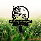 Custom Butterflies Memorial Stake Butterflies and Flower Butterfly Metal Stake Sympathy Sign Grave Marker,Garden
