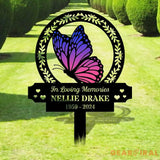 Custom Butterfly & Flowers Stake Metal Sign Memorial Plaque Buffterfly Grave Marker Personalized Garden Sign