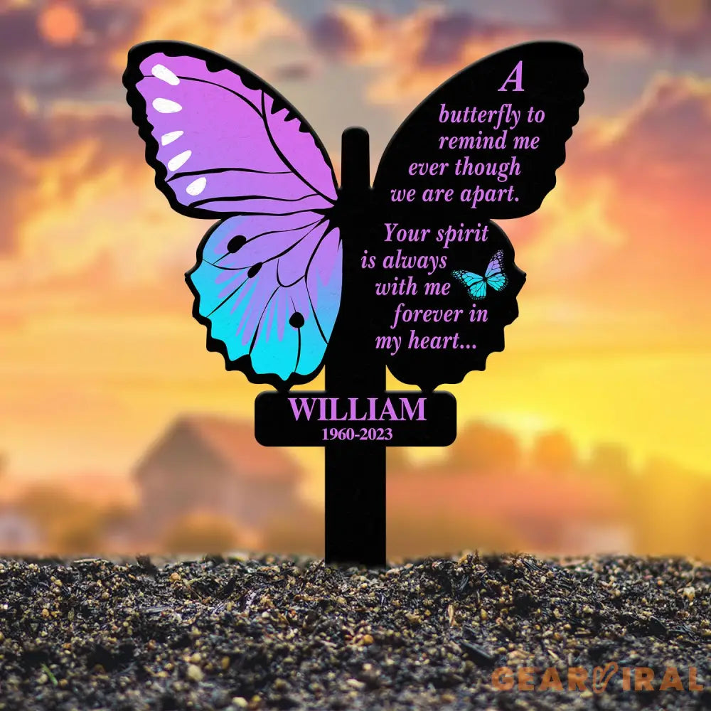 Custom Butterfly Memorial Cross Stake Metal Cross with Hearts Butterfly Garden Stakes Grave Marker In Memory of Gifts