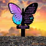 Custom Butterfly Memorial Cross Stake Metal Cross with Hearts Butterfly Garden Stakes Grave Marker In Memory of Gifts