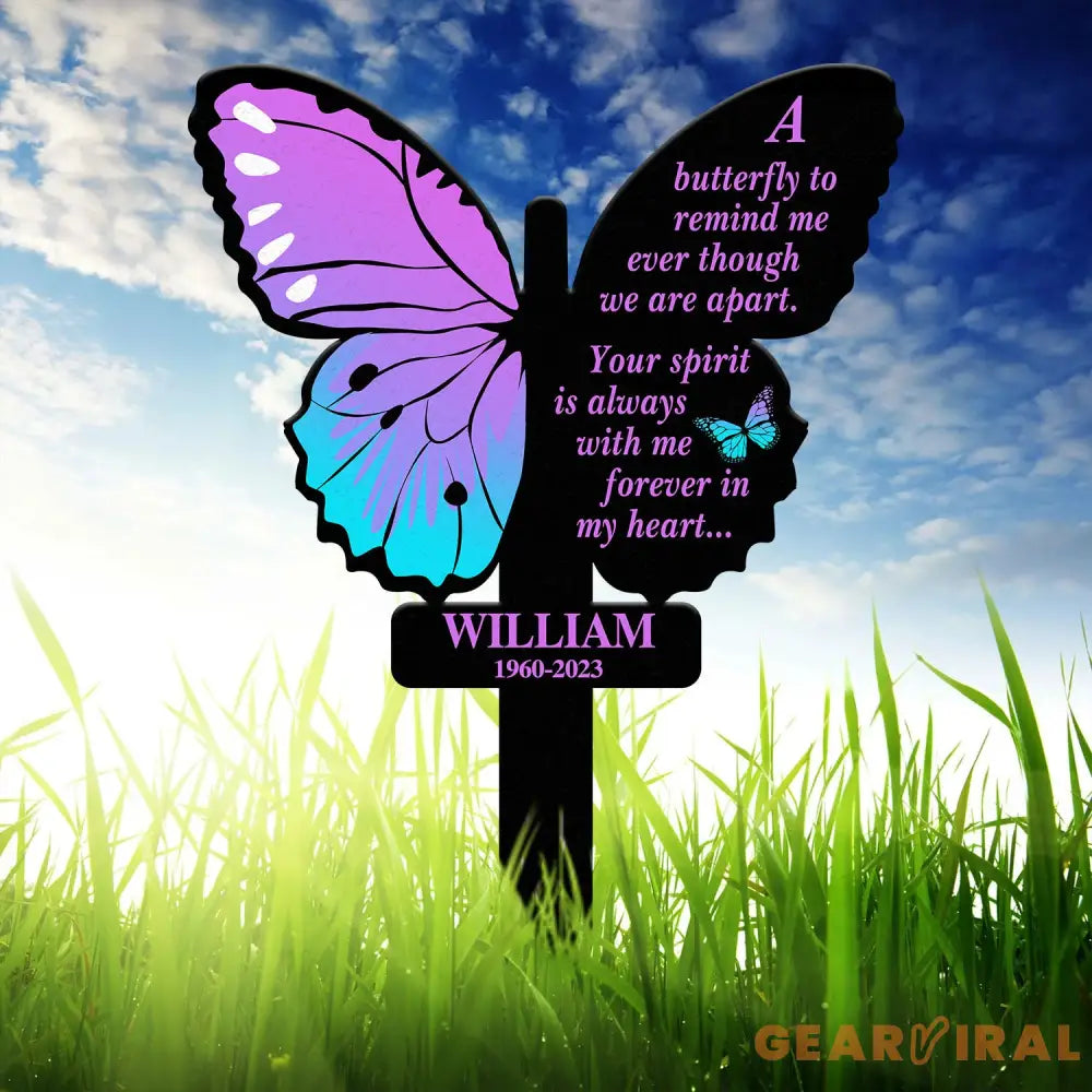 Custom Butterfly Memorial Cross Stake Metal Cross with Hearts Butterfly Garden Stakes Grave Marker In Memory of Gifts