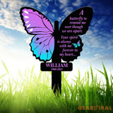 Custom Butterfly Memorial Cross Stake Metal Cross with Hearts Butterfly Garden Stakes Grave Marker In Memory of Gifts