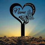 Custom Butterfly Memorial Cross Stake Metal Cross with Hearts Butterfly Garden Stakes Grave Marker In Memory of Gifts