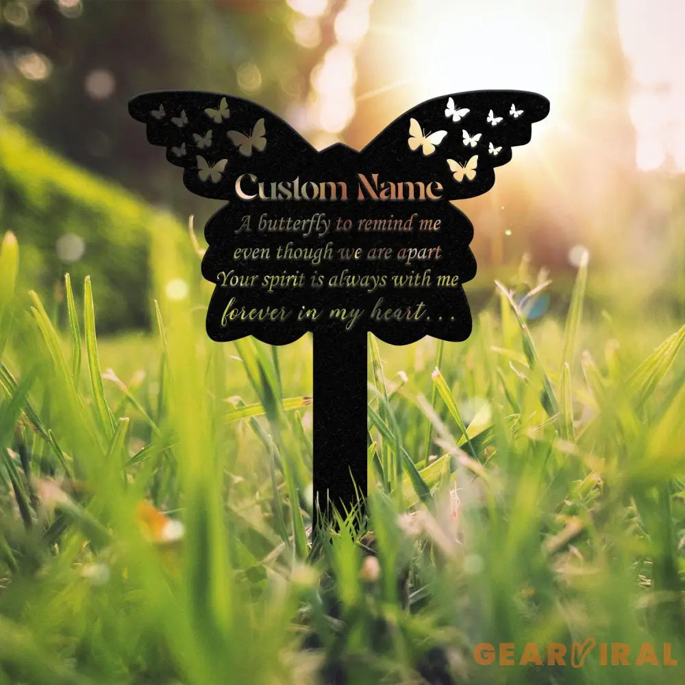 Custom Butterfly Memorial Cross Stake Metal Cross with Hearts Butterfly Garden Stakes Grave Marker Mother’s Day Gift In