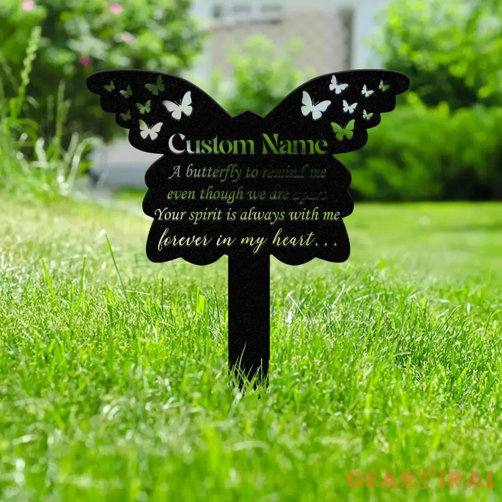 Custom Butterfly Memorial Cross Stake Metal Cross with Hearts Butterfly Garden Stakes Grave Marker Mother’s Day Gift In
