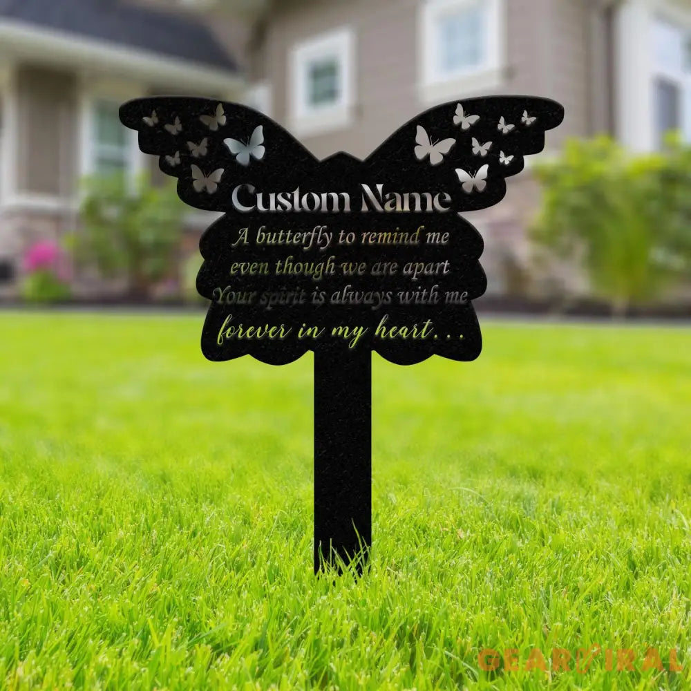 Custom Butterfly Memorial Cross Stake Metal Cross with Hearts Butterfly Garden Stakes Grave Marker Mother’s Day Gift In