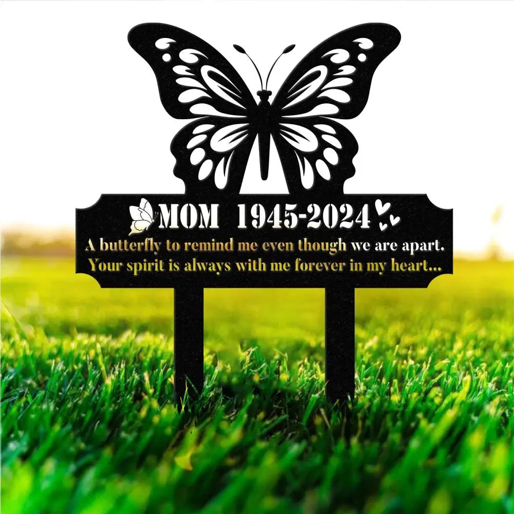 Custom Butterfly Memorial Cross Stake Metal Cross with Hearts Butterfly Garden Stakes Grave Marker Mother’s Day Gift In