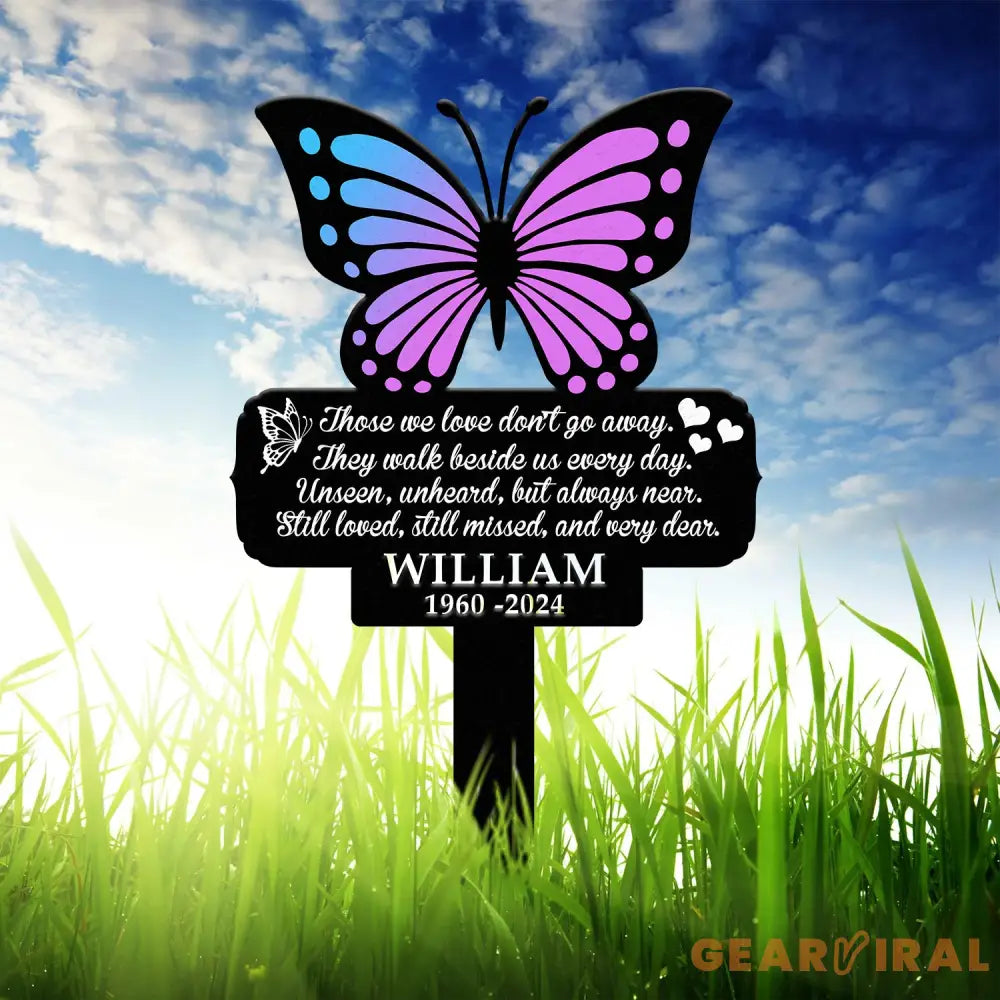 Custom Butterfly Memorial Cross Stake Metal Cross with Hearts Butterfly Garden Stakes Grave Marker Mother’s Day Gift In