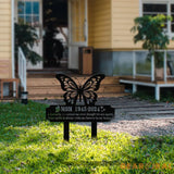 Custom Butterfly Memorial Cross Stake Metal Cross with Hearts Butterfly Garden Stakes Grave Marker Mother’s Day Gift In