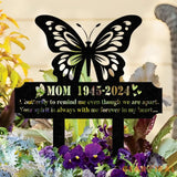 Custom Butterfly Memorial Cross Stake Metal Cross with Hearts Butterfly Garden Stakes Grave Marker Mother’s Day Gift In