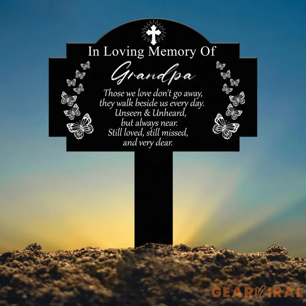 Custom Butterfly Memorial Plaque with Stake Personalized Metal Grave Marker In Loving Memory of Mom or Grandma Sympathy