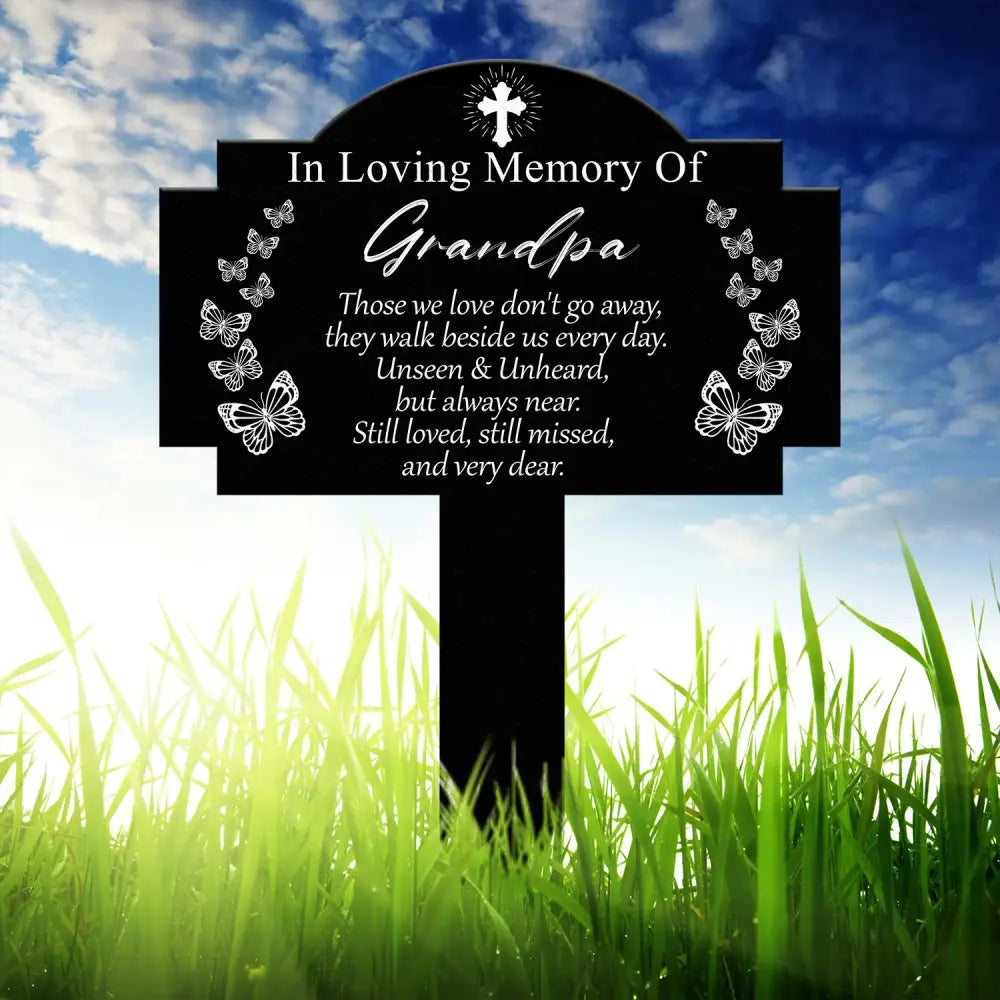 Custom Butterfly Memorial Plaque with Stake Personalized Metal Grave Marker In Loving Memory of Mom or Grandma Sympathy