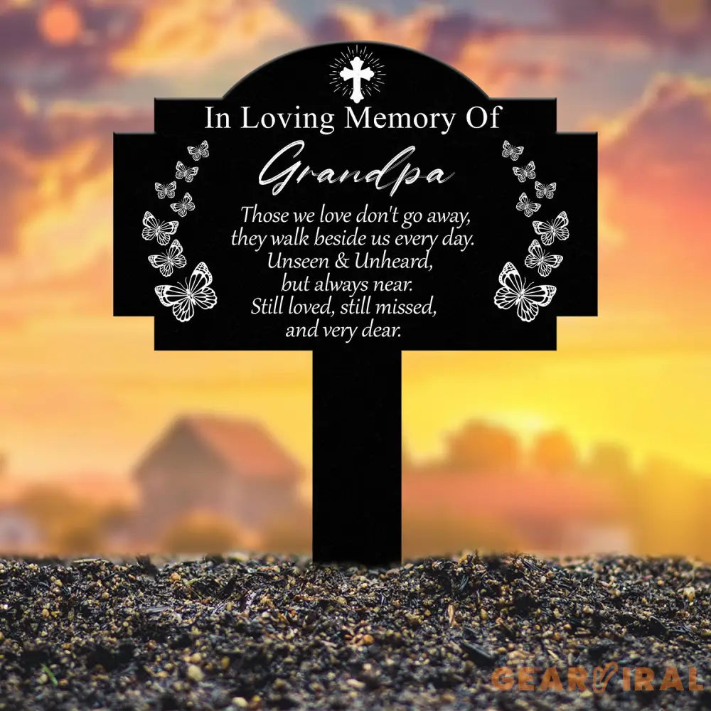 Custom Butterfly Memorial Plaque with Stake Personalized Metal Grave Marker In Loving Memory of Mom or Grandma Sympathy