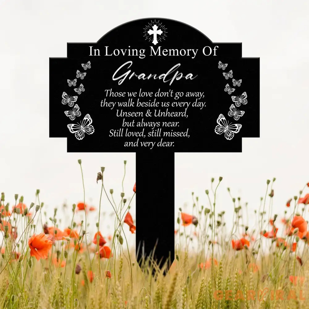 Custom Butterfly Memorial Plaque with Stake Personalized Metal Grave Marker In Loving Memory of Mom or Grandma Sympathy