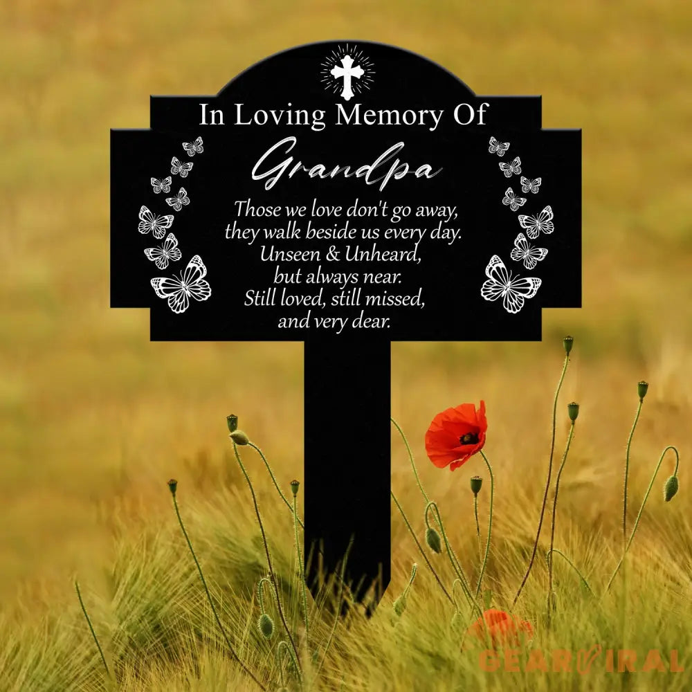 Custom Butterfly Memorial Plaque with Stake Personalized Metal Grave Marker In Loving Memory of Mom or Grandma Sympathy