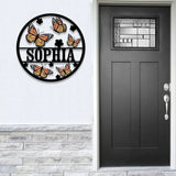 Custom Butterfly Name Metal Sign Butterfly and Name Sign Name Sign with Butterflies Kids Room Nursery Decor Name Sign