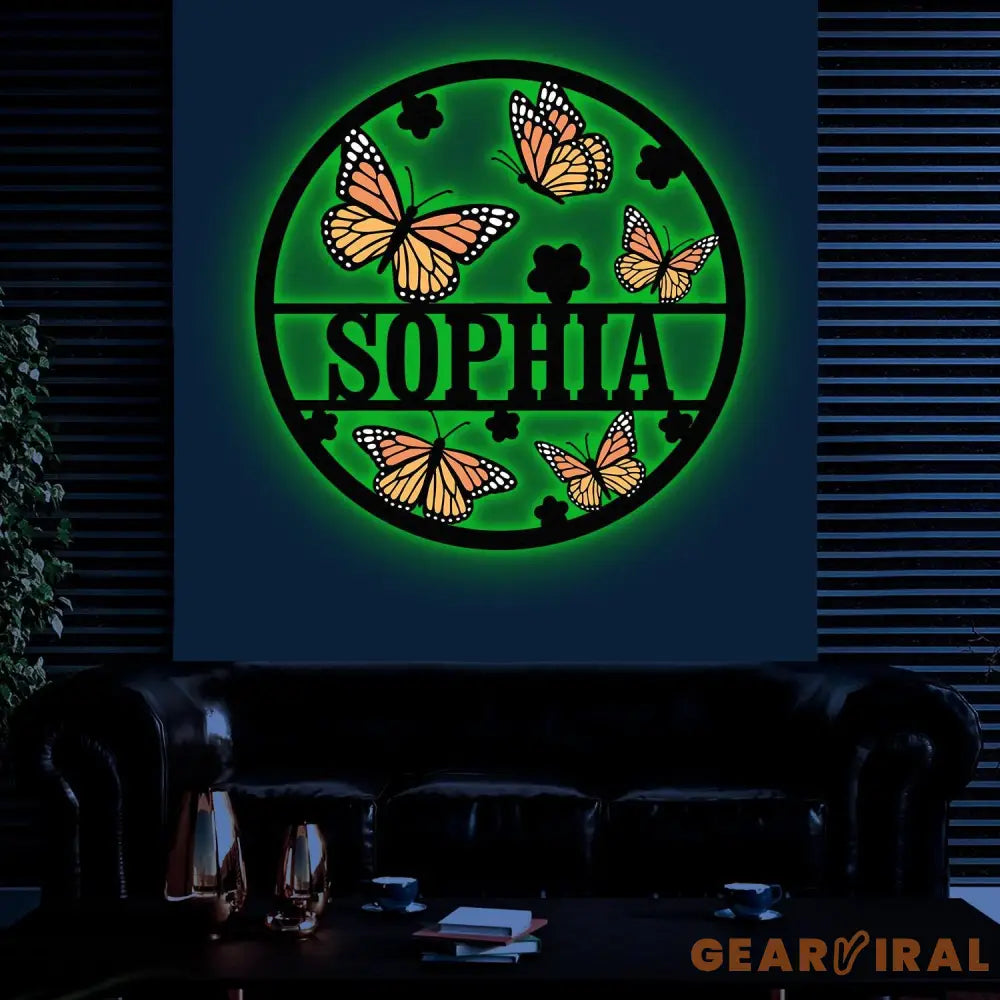 Custom Butterfly Name Metal Sign Butterfly and Name Sign Name Sign with Butterflies Kids Room Nursery Decor Name Sign