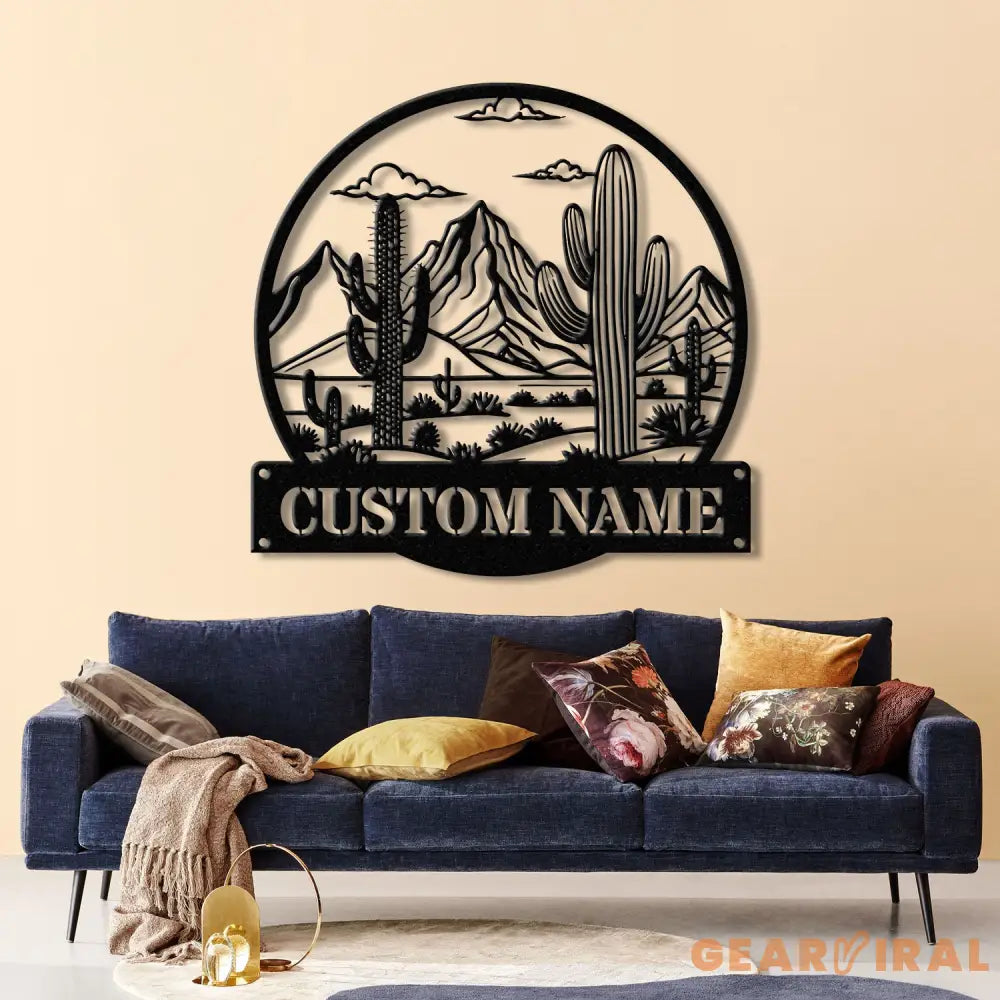 Custom Cactus Metal Sign with LED Lights Personalized Cactus Name Wall Art Metal Cactus Decor & Gifts for Cactus Lovers