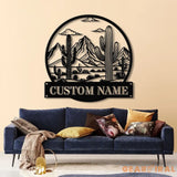 Custom Cactus Metal Sign with LED Lights Personalized Cactus Name Wall Art Metal Cactus Decor & Gifts for Cactus Lovers