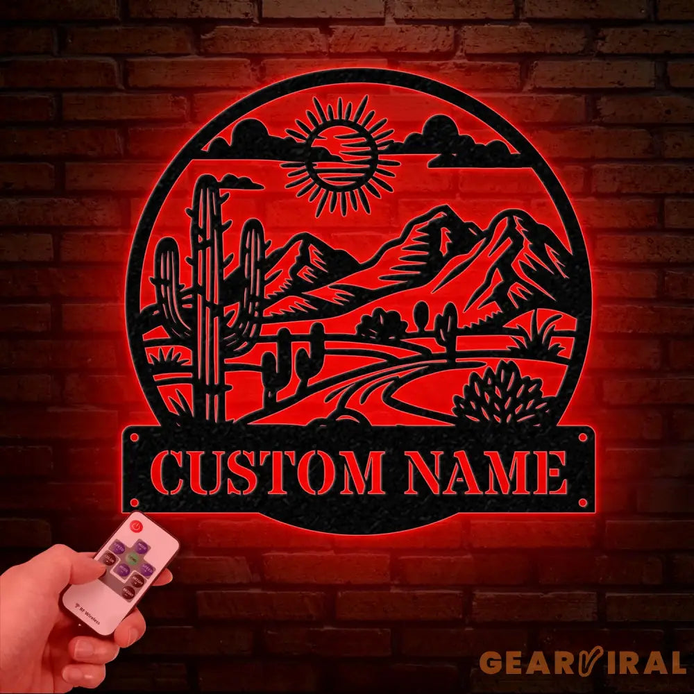 Custom Cactus Metal Sign with LED Lights Personalized Cactus Name Wall Art Metal Cactus Decor & Gifts for Cactus Lovers